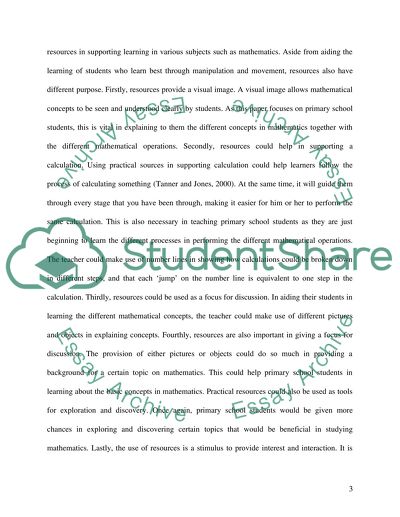 The use of practical resources for supporting learning within Mathematics