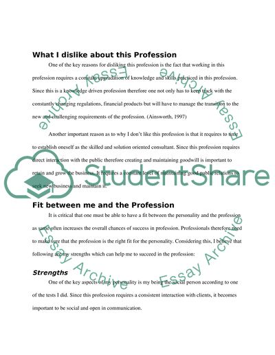 Personal Career Strategy as a Financial Consultant