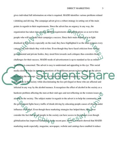 Direct Marketing of MADD Campaign Critique