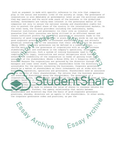 Corporate governance essay