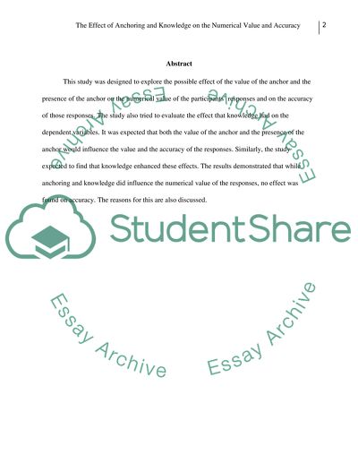 Anchoring and Knowledge on the Numerical Value and Accuracy
