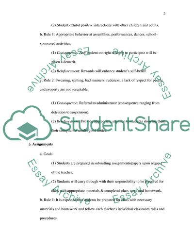 Classroom management Plan