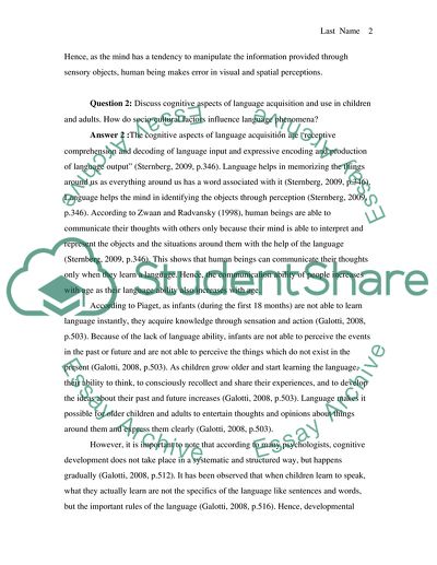 Cognitive Psychology take-home final exam