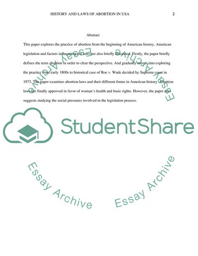 History and Laws of Abortion in the US