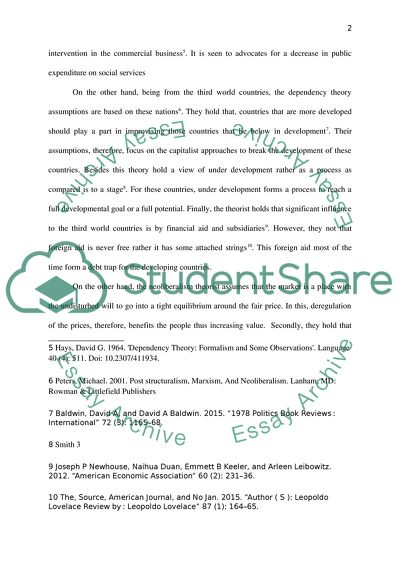 Compare and Contrast Dependency Theory and Neoliberalism