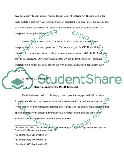 Tax Treaties and International Taxation
