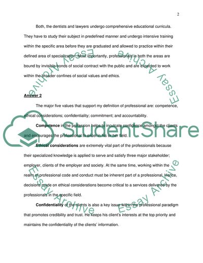 Professionalism Assignment Example | Topics and Well Written Essays ...
