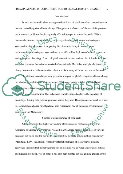 Disappearance of coral reefs due to global climate change