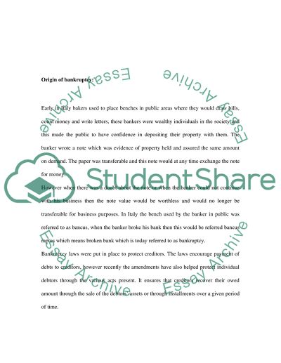 History of Bankruptcy and Law Practices