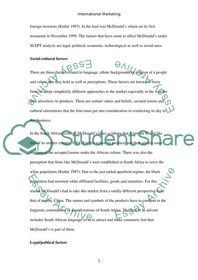 McDonalds - Situation Analysis, Social-cultural, Legal, Technological and Economic Factors