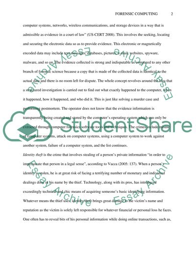 Forensic Computing and Identity Theft