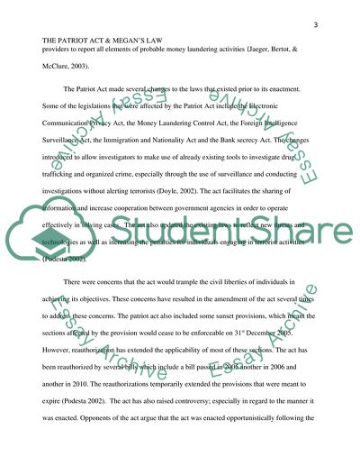 The Patriot Act & Megans Law