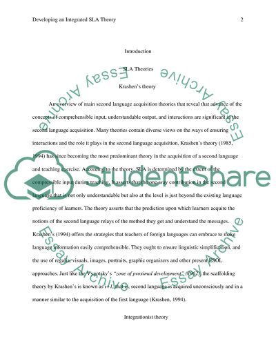 Developing an Integrated SLA Theory