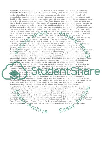 Porters Five Forces: The Robotic Industry