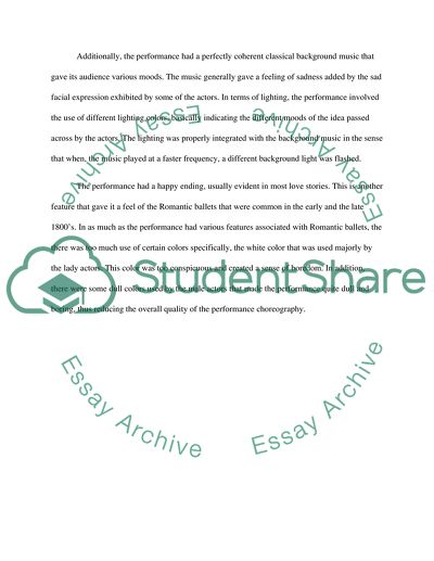 Critique of Swan Lake Live Performance