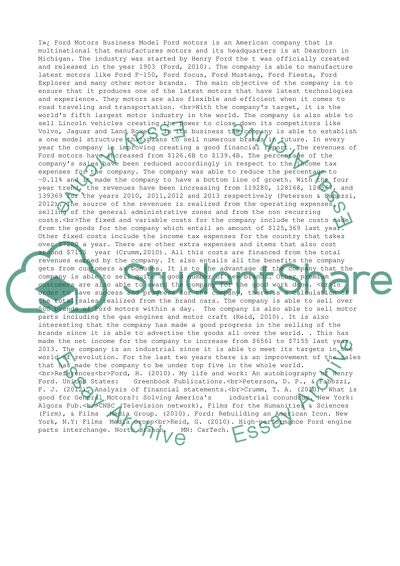 Ford Motors Business Model