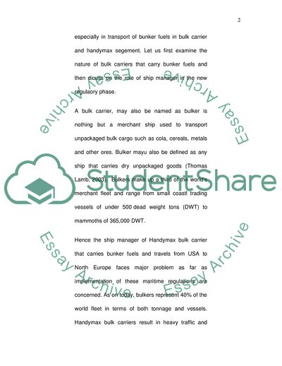 A Ship Manager Faces with Various Legislations on Bunker Fuels for a Handymax Bulk Carrier