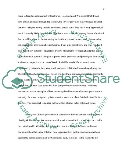 Are we all better off in a world where the Internet does not affect states control of what happens inside their borders