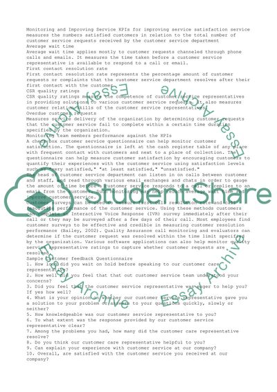 Monitoring and Improving Customer Service