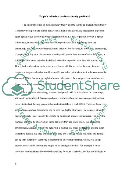 Human behaviour. Symbolic Interactionist and Dramaturgical Approaches