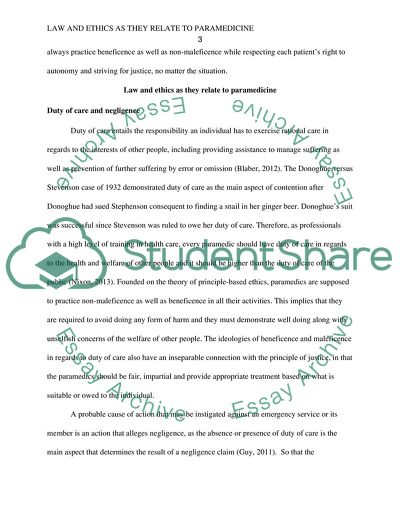 Law and Ethics as They Relate to Paramedicine