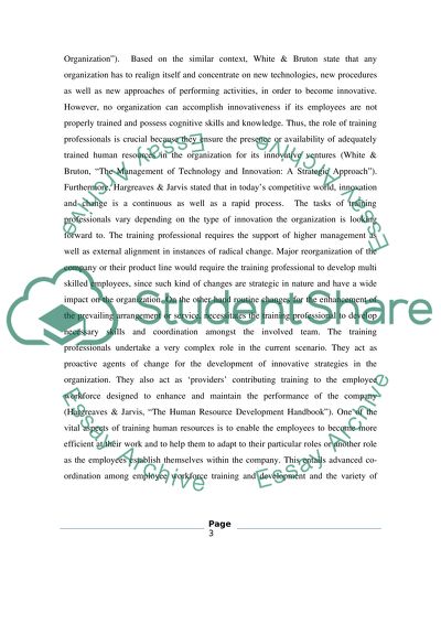 Training Professionals have a Leading Role in Innovation and Change