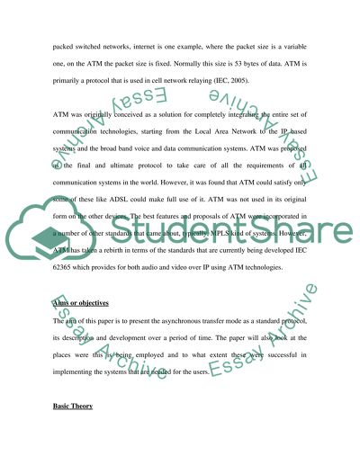Asynchronous Transfer Mode Description and Development