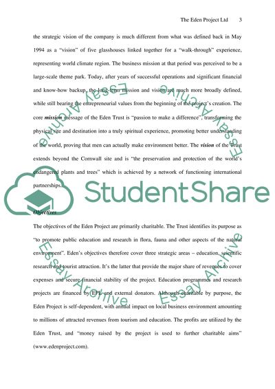 Strategic Management of the Eden Project