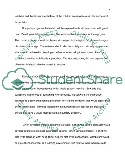 Computers as Enhancement to the Early Childhood Learning Environment