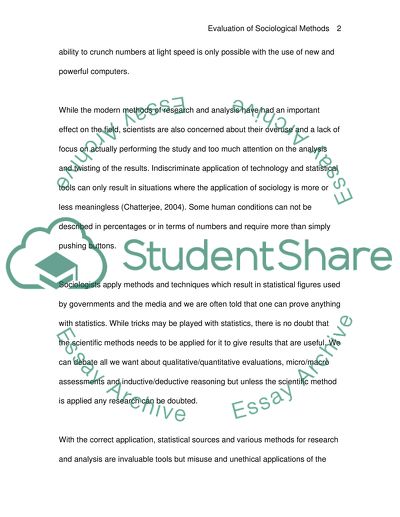 Evaluation of Sociological Methods