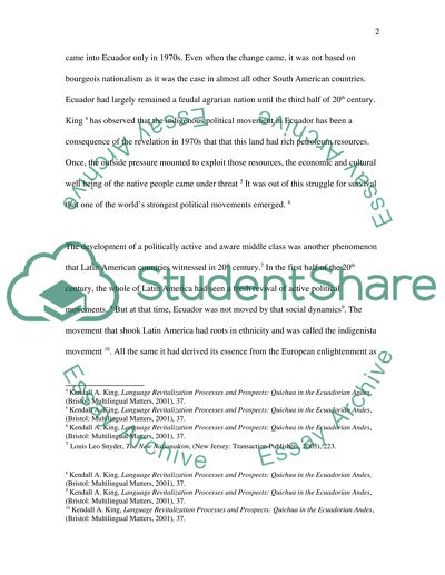 Development of Ecuadors Indigenous Political Movement