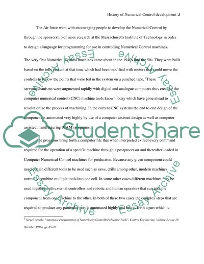 History of Numerical Control development