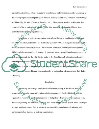 Law Enforcement and Leadership in Policing Organization