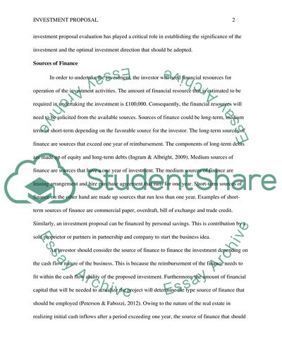 An Investment Proposal for a Business