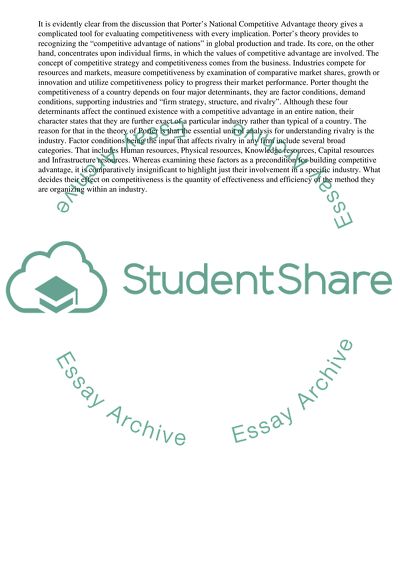 Porter and National Competitive Advantage