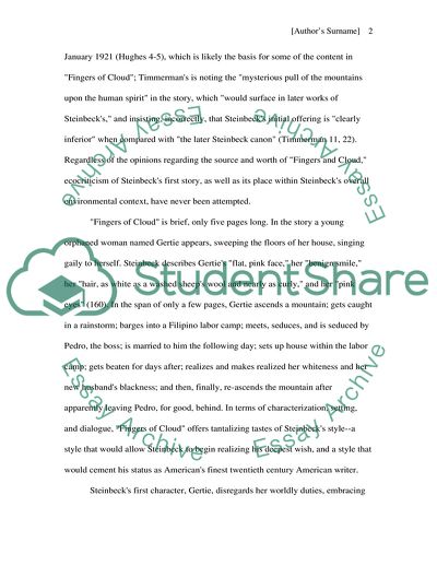 Steinbecks Works: the Circular Structure of Fingers of Cloud