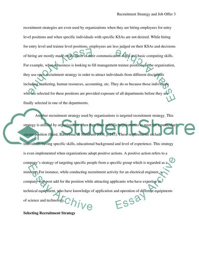 Recruitment Strategy and Job Offer Process Paper