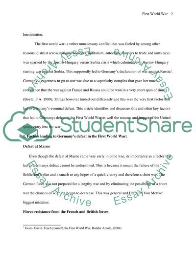 German Defeat in the First World War