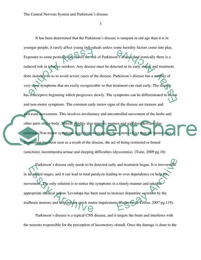 Physiology of the Central Nervous System Related to Parkinsons Disease