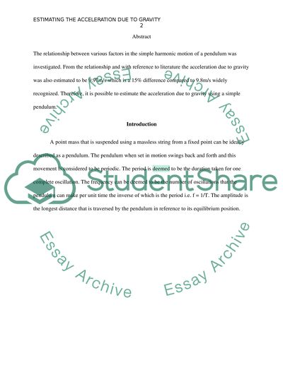 Estimation of Value of Gravitational Acceleration G Based on Measurements from a Simple Pendulum