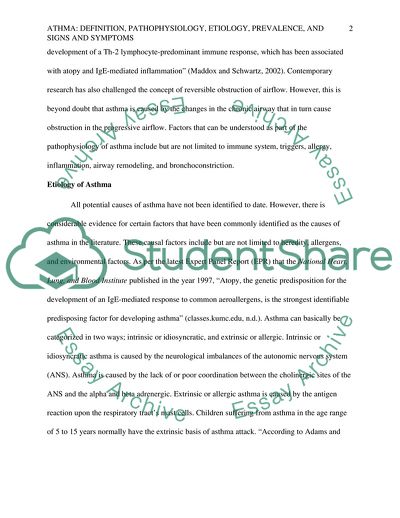 Asthma: Pathophysiology, Etiology, Prevalence, Signs, and Symptoms