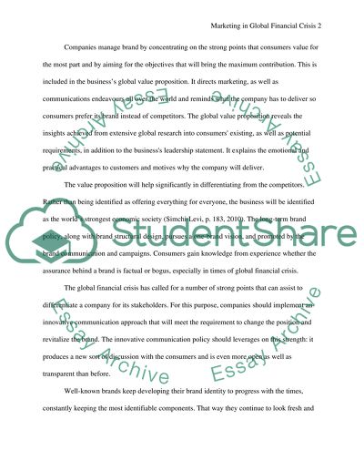 Marketing in Global Financial Crisis