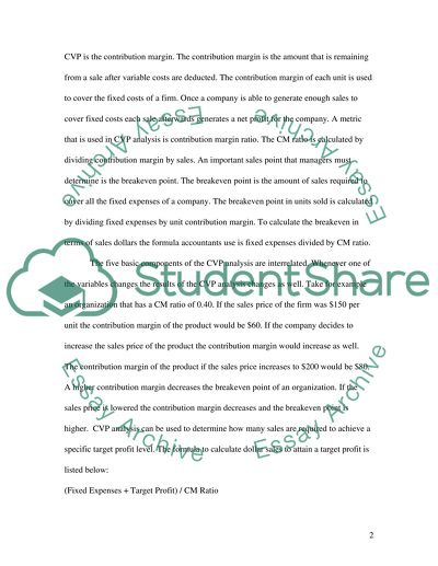 Cost, Volume, and Profit Formulas