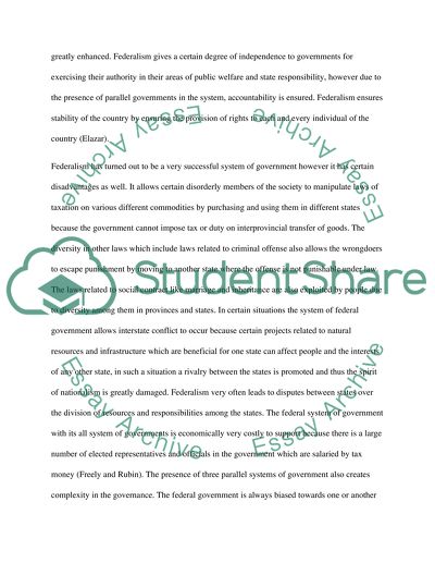 Federalism As a System of Government