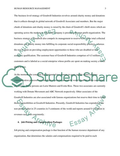 Goodwill Industries Human Resource Practice