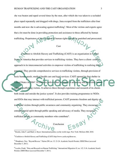 Political Science, Human Trafficking and the CAST Organization