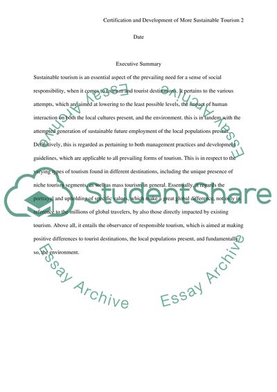 Certification and Development of More Sustainable Tourism