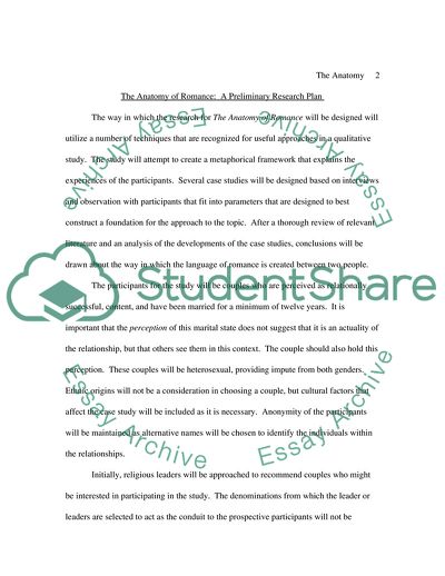 The Anatomy of Romance: Preliminary Research Plan