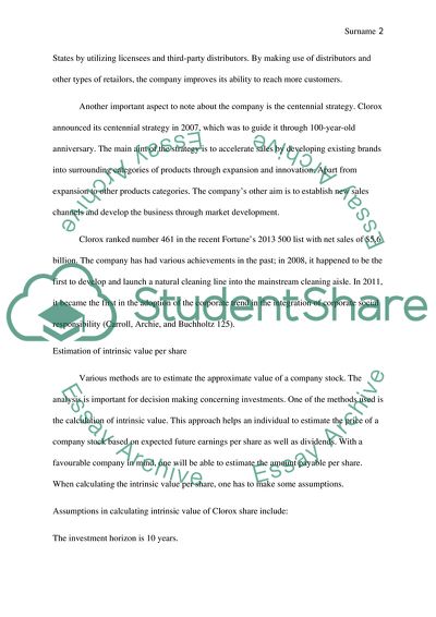 Equity Valuation - Clorox Company