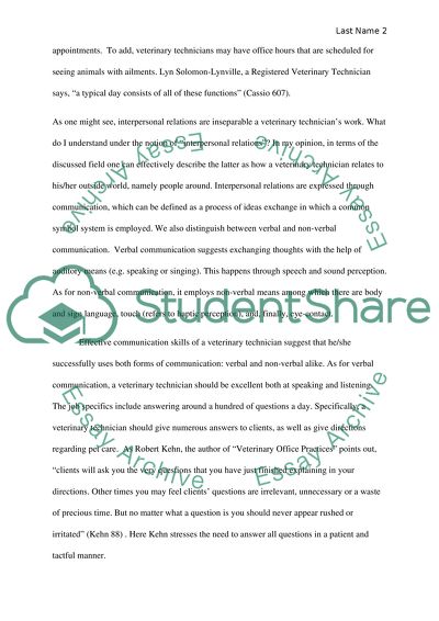 Interpersonal Relations in Veterinary Technology